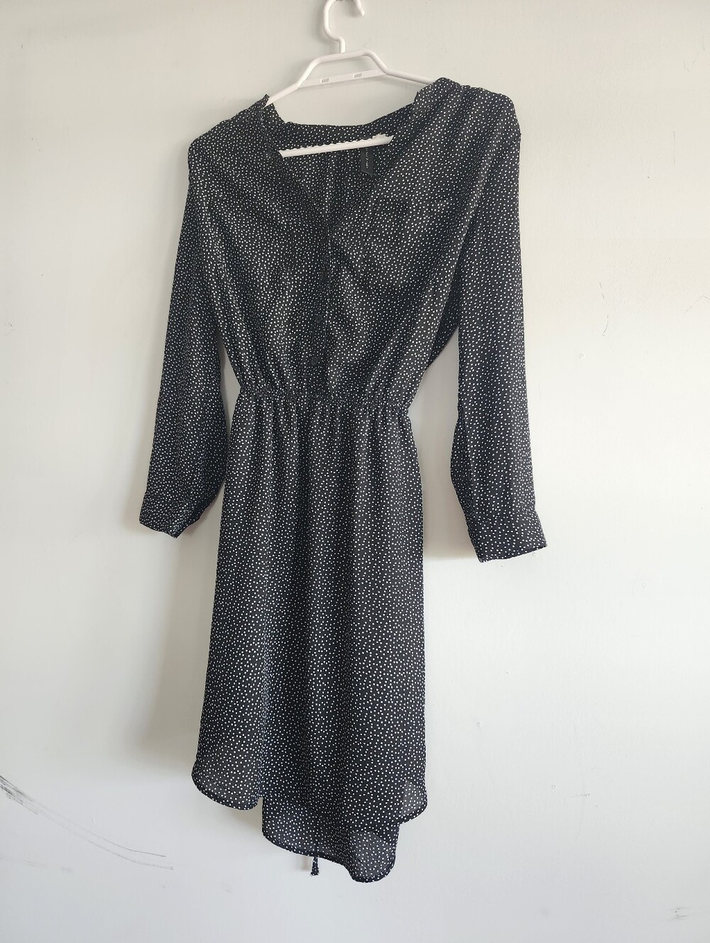 Black & White Polka Dot Midi Dress | Long Sleeve | Women's